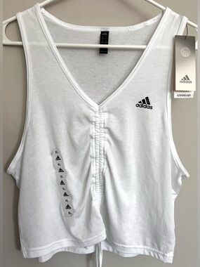 adidas White Cinch Front Tank Top NEW